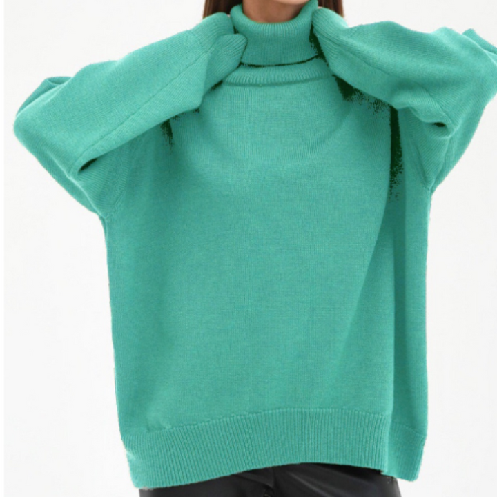 Damen Lose Passform Pullover | Rollkragen