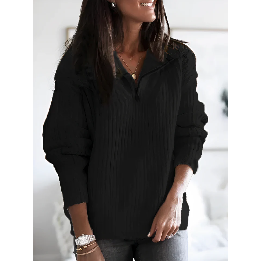 Damen Gestrickter Winter Pullover | Reißverschluss