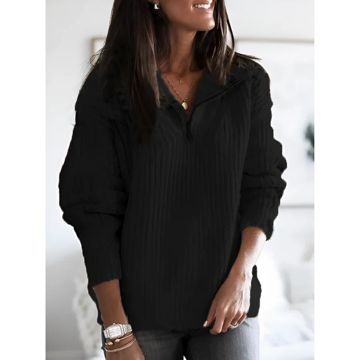 Damen Gestrickter Winter Pullover | Reißverschluss