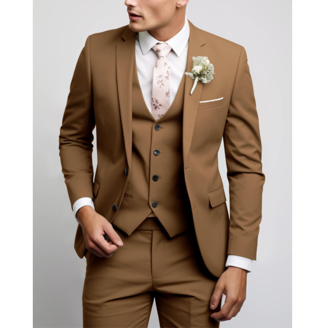 Herren Formell 3-Teiliger Hochzeitsgast Anzug Set | Schlanke Passform