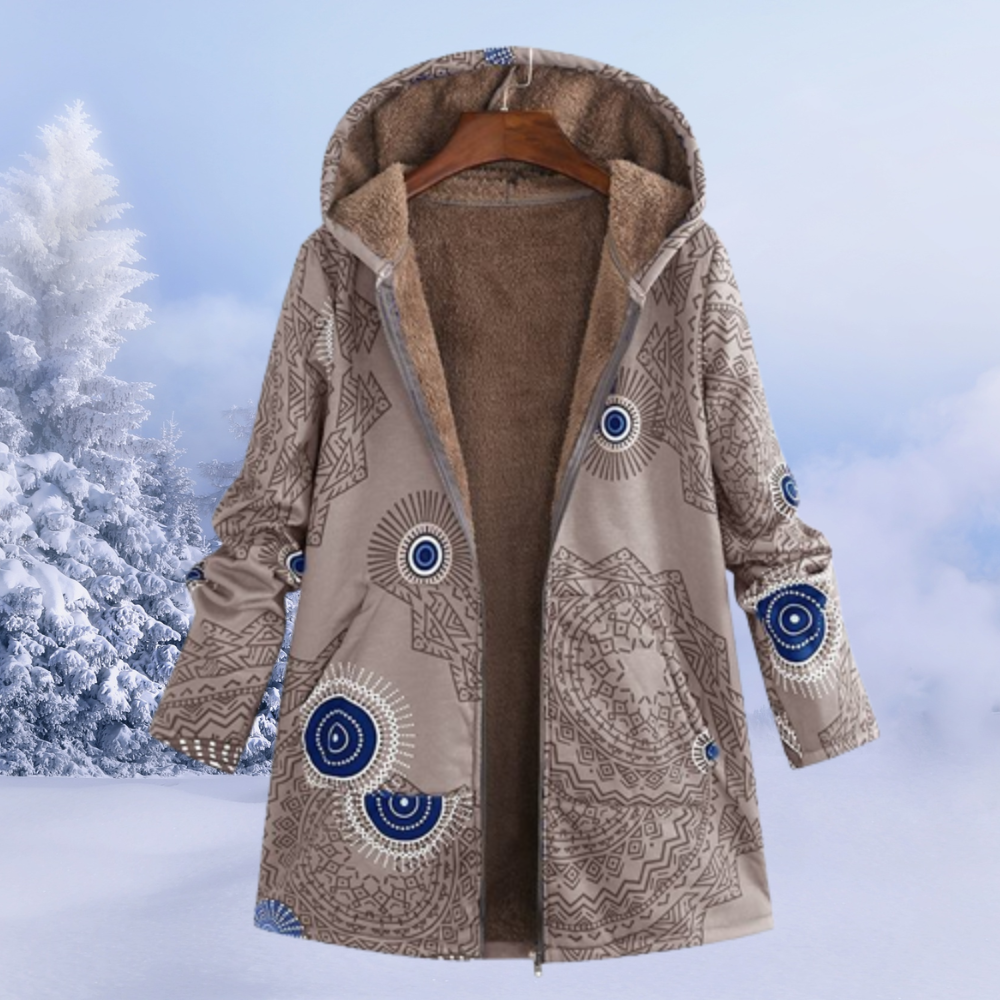 Damen Gedruckt Kapuze Jacke | Langarm