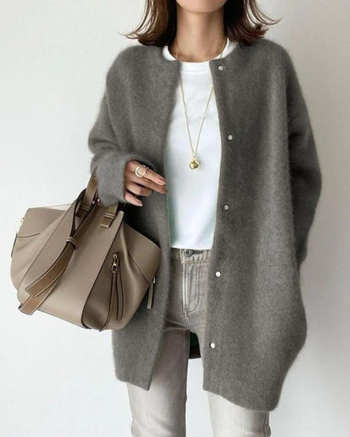 Damen Warme Winter Strickjacke | Knopf Daunen
