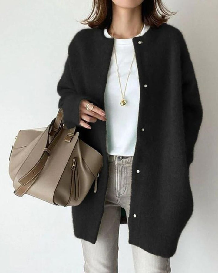 Damen Warme Winter Strickjacke | Knopf Daunen