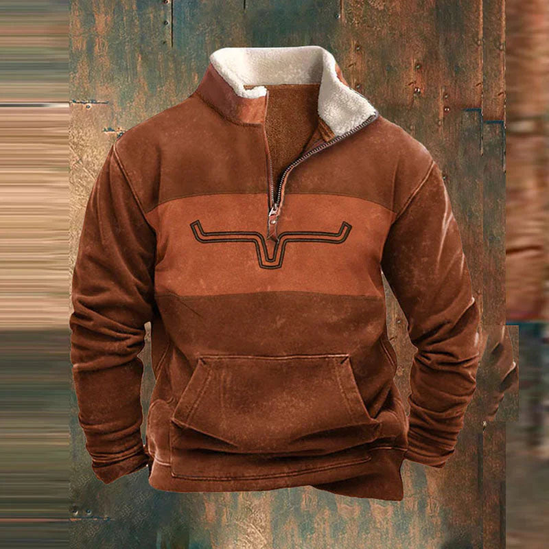Herren-Pullover mit Aufdruck | Halber Reißverschluss