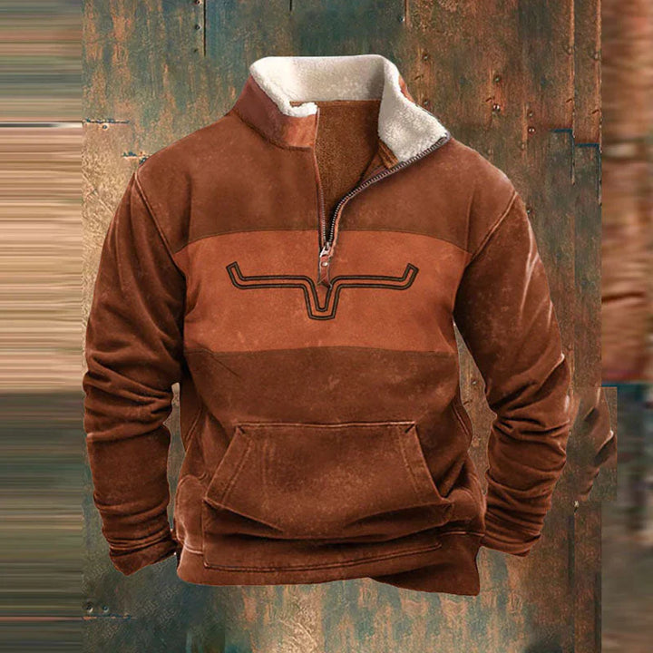 Herren-Pullover mit Aufdruck | Halber Reißverschluss