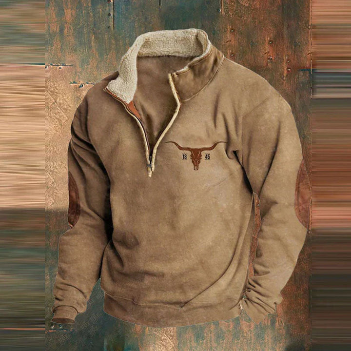 Herren-Pullover mit Aufdruck | Halber Reißverschluss