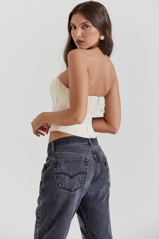 Elegantes Ärmelloses Damen-Korsett-Top | Weiß