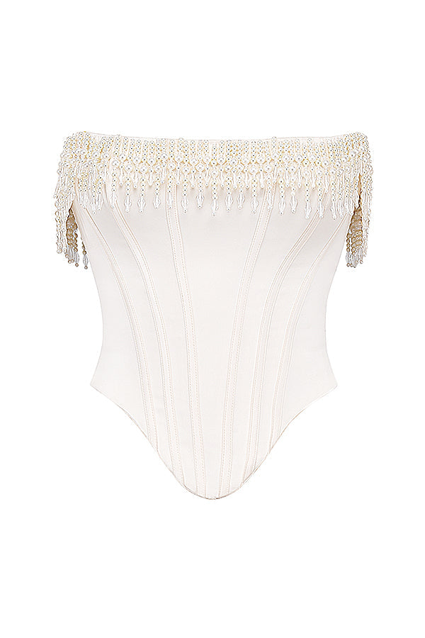 Elegantes Ärmelloses Damen-Korsett-Top | Weiß