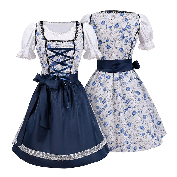 Damen Stylisch Blau Oktoberfest Dirndl kleid