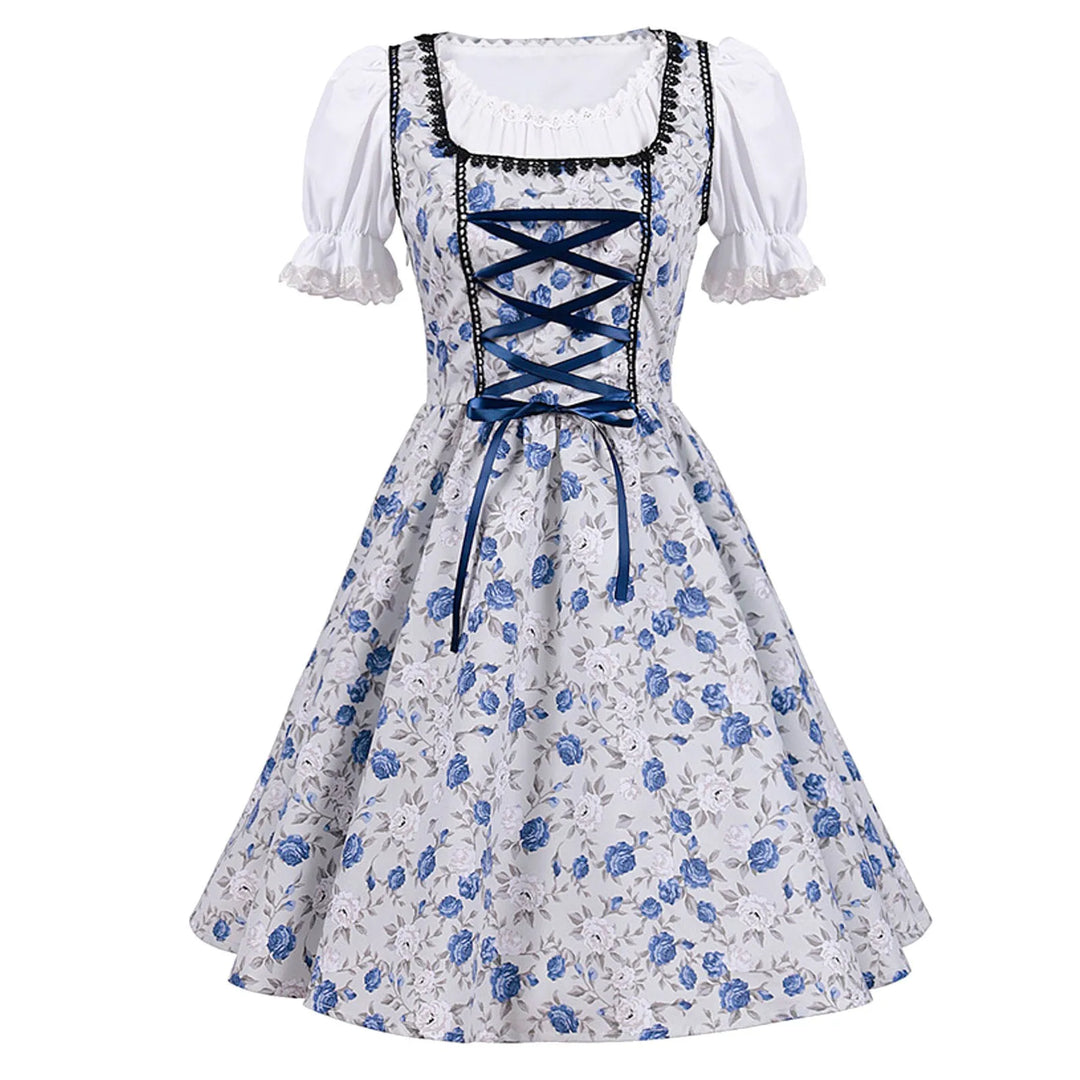 Damen Stylisch Blau Oktoberfest Dirndl kleid