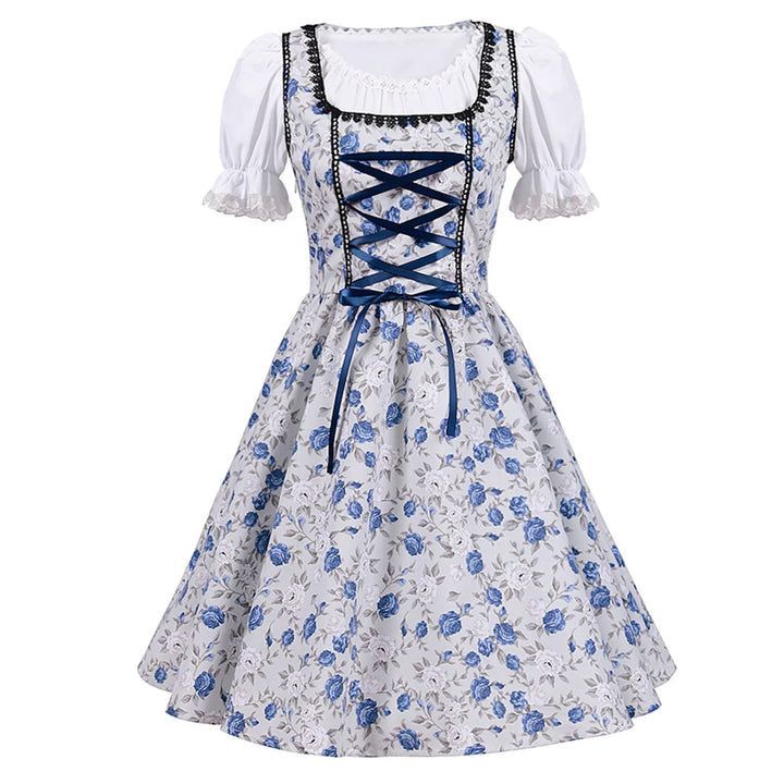 Damen Stylisch Blau Oktoberfest Dirndl kleid