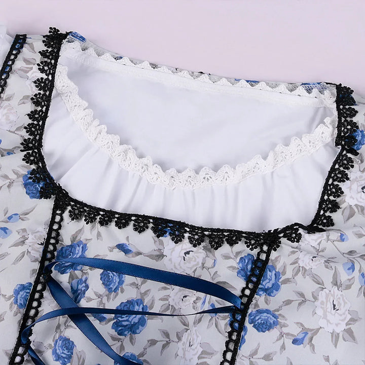 Damen Stylisch Blau Oktoberfest Dirndl kleid