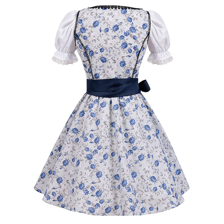 Damen Stylisch Blau Oktoberfest Dirndl kleid