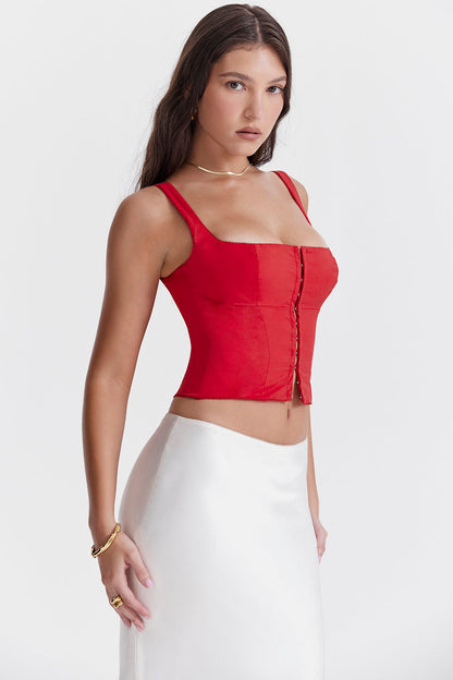 Damen Elegantes Korsett Oberteil | Rot