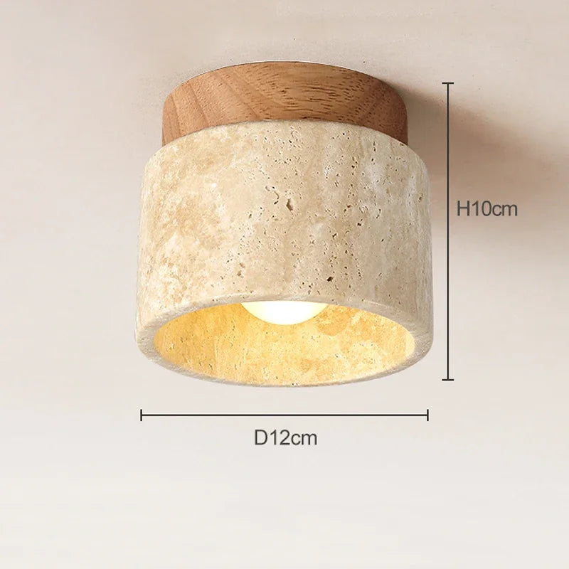 NaturLicht Deckenleuchte mit authentischem Stein- und Holzdesign für eine natürliche Atmosphäre.