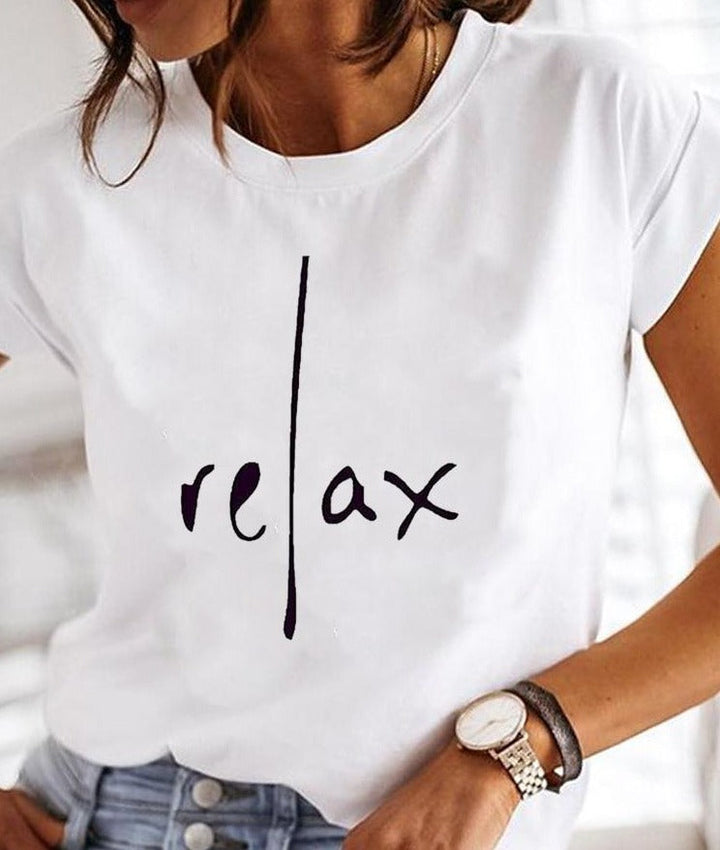 Bedrucktes Sommer-T-Shirt für Damen | Weiß