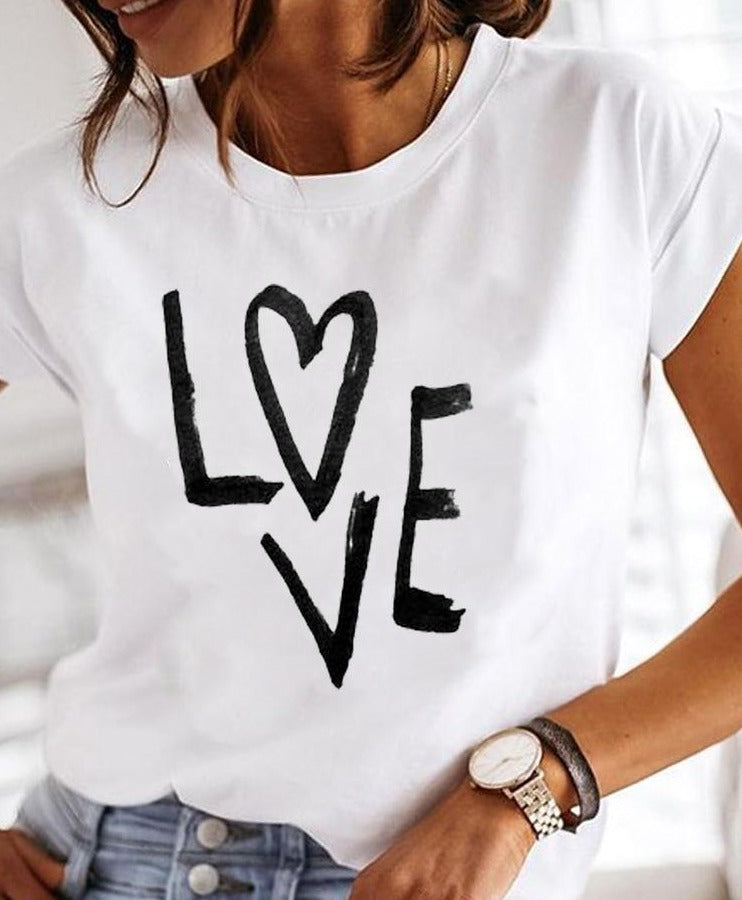 Bedrucktes Sommer-T-Shirt für Damen | Weiß
