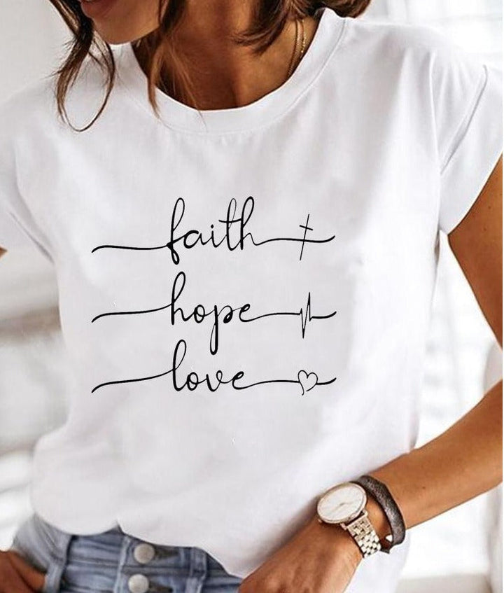 Bedrucktes Sommer-T-Shirt für Damen | Weiß