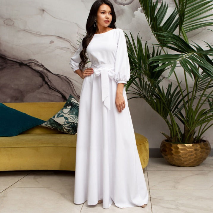 Damen Elegantes langärmeliges Brautkleid | Maxi