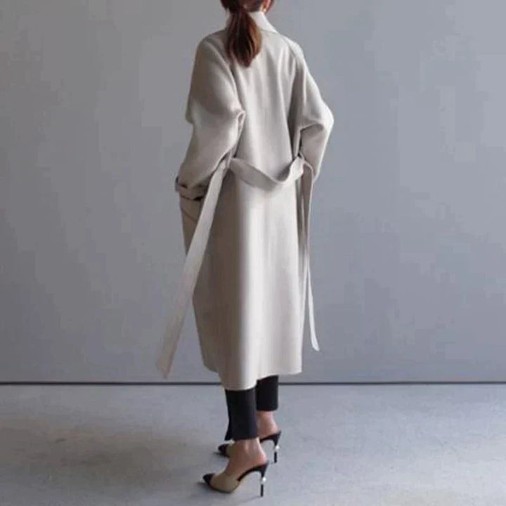 Damen Langer doppelreihiger Trench Mantel | Gürtel