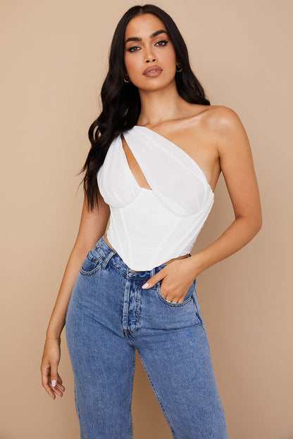 Damen Asymmetrisches One-Shoulder Oberteile | Weiß
