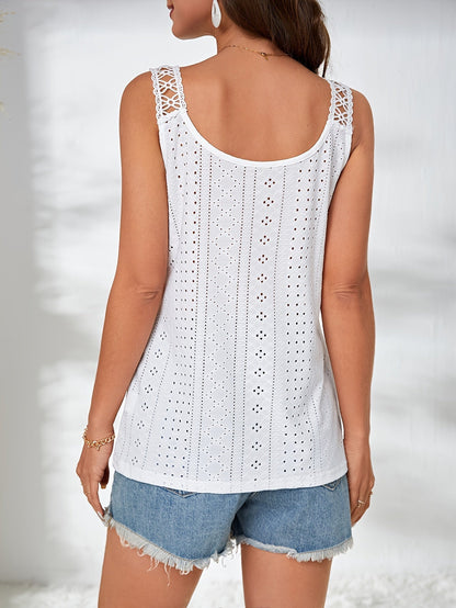 Damen Sommer Tank Top Mit Knopfleiste | Weiß