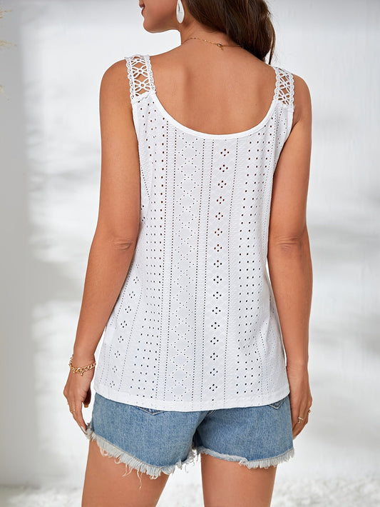 Damen Sommer Tank Top Mit Knopfleiste | Weiß