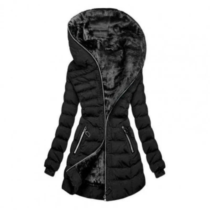 Damen Reißverschluss Puffer Jacke | Mit Kapuze