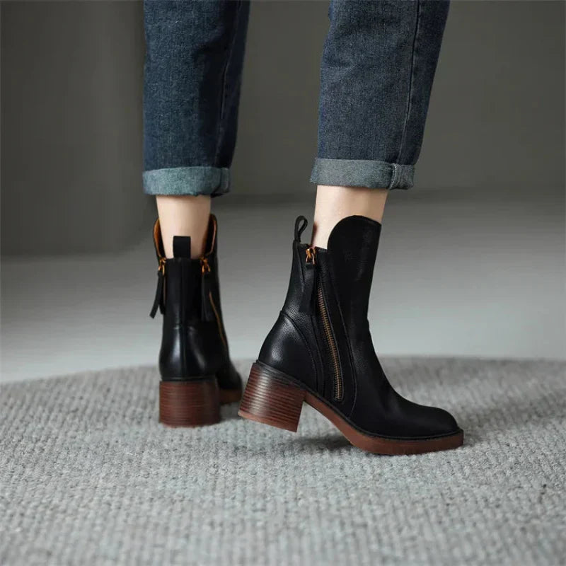 Reißverschluss Winterstiefel Damen | Blockabsatz