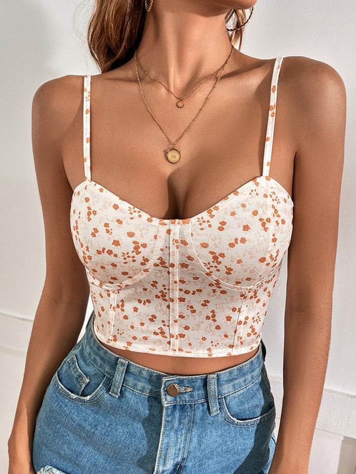 Damen Sommer Korsett Top Mit Blumendruck | Ärmellos