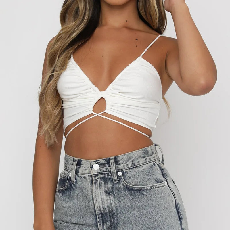 Damen Sommer Ärmelloses Top | Schwarz und Weiß