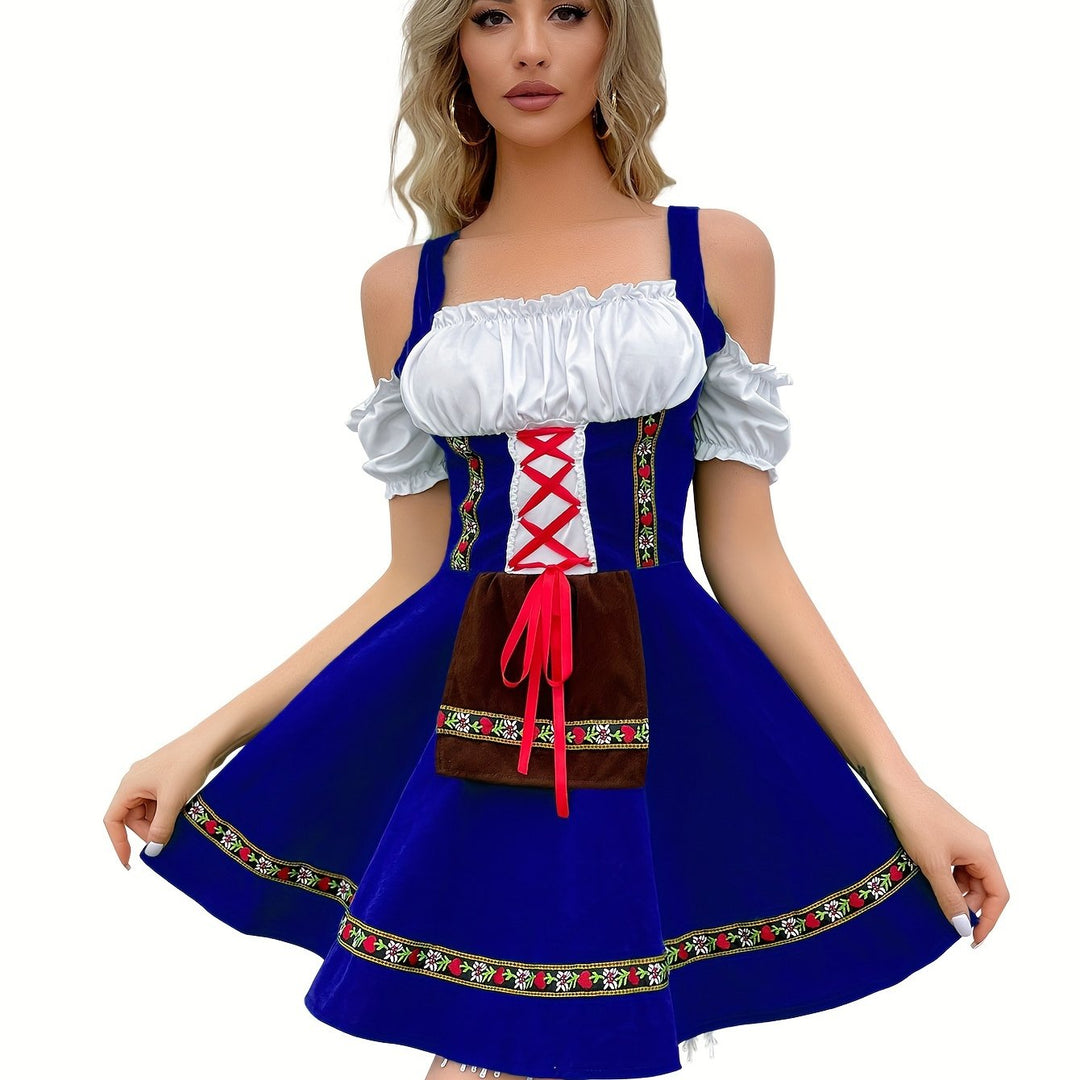 Damen Mode Kalte Schulter Oktoberfest Dirndl Kleid