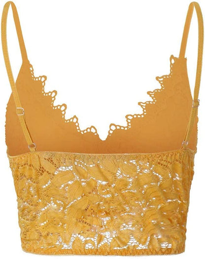 Damen Spitzen Bralette Crop Top | V-Ausschnitt