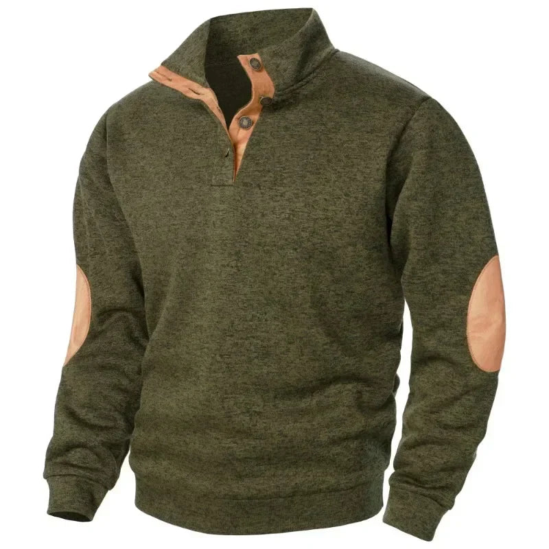 Herren Pullover Mit Knopfverschluss | Ellbogenpatches