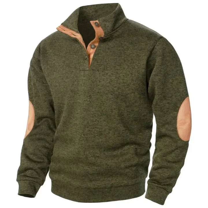 Herren Pullover Mit Knopfverschluss | Ellbogenpatches