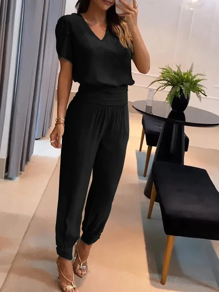 Elegantes Damen-Set | V-Ausschnitt Top und Hose