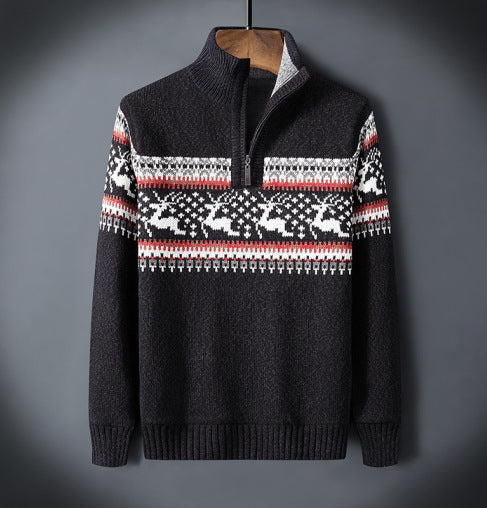 Stehkragen Weihnachtpullover Herren | Reißverschluss