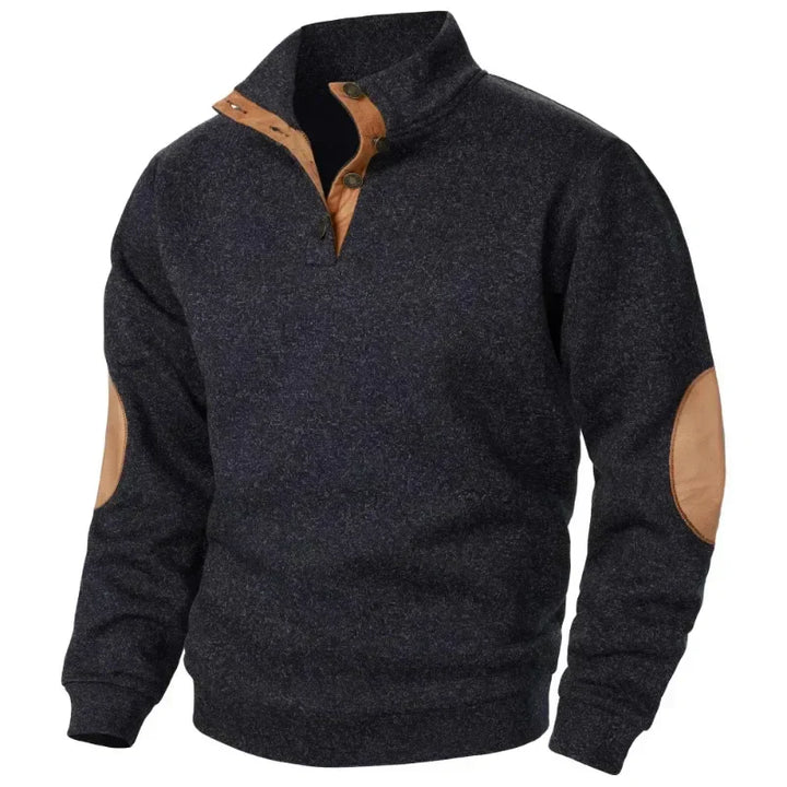 Herren Pullover Mit Knopfverschluss | Ellbogenpatches