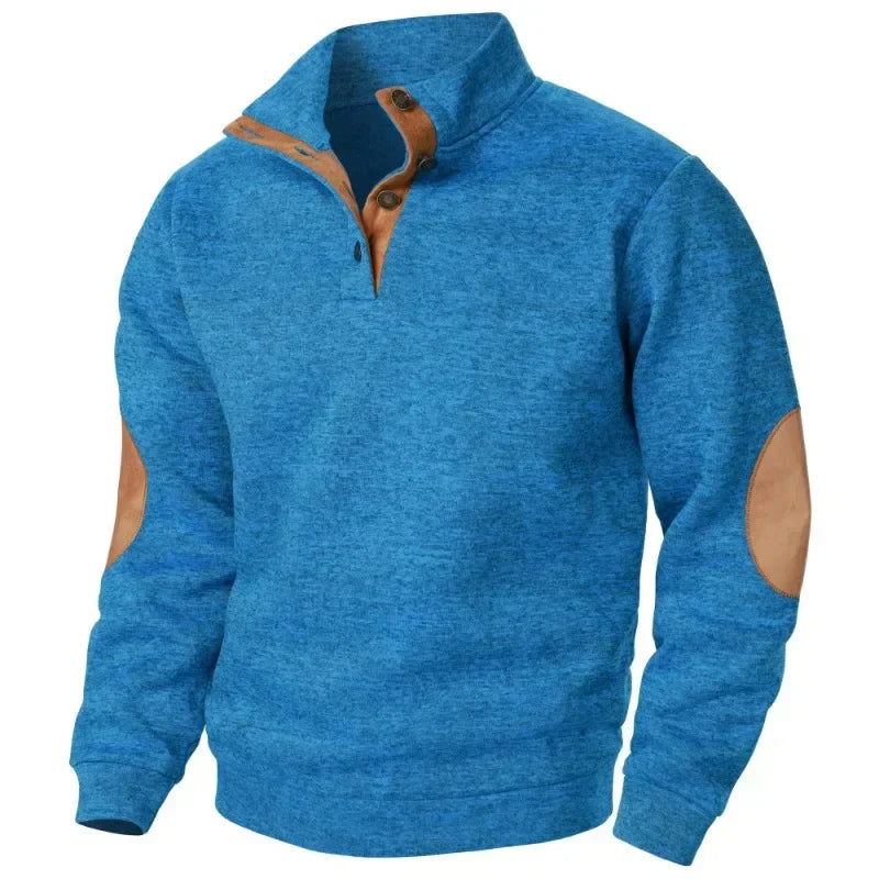 Herren Pullover Mit Knopfverschluss | Ellbogenpatches