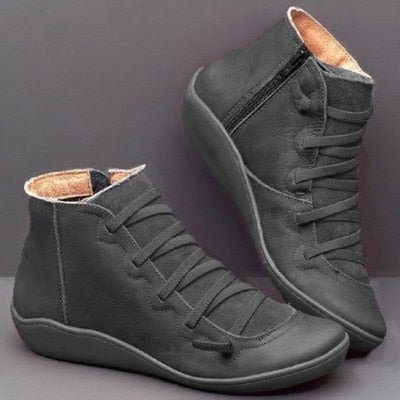Flach Winterstiefel Damen | Kreuzriemen