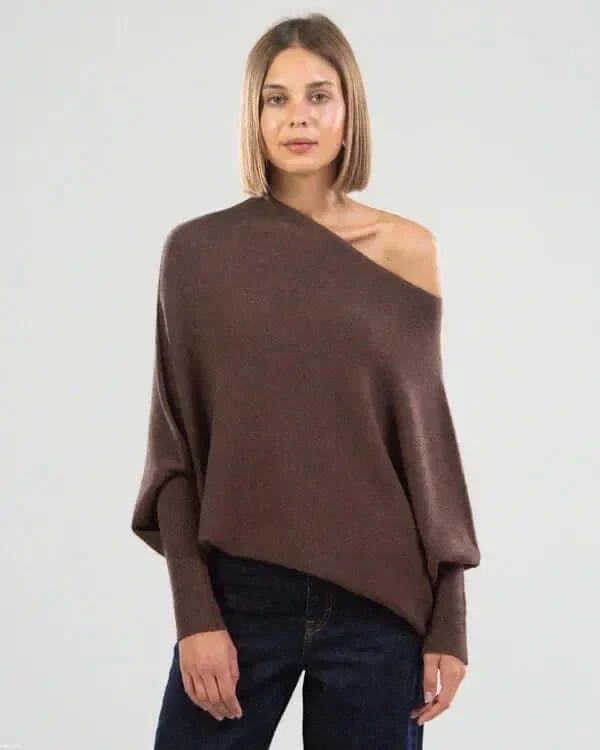 Damen Asymmetrisch Pullover | Langärmeliger