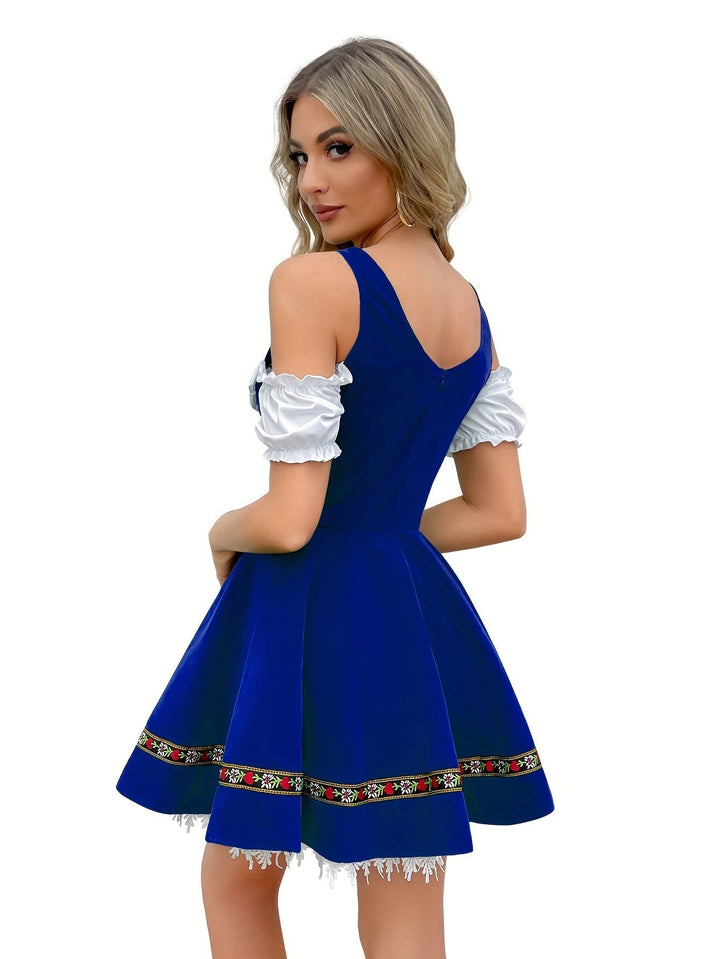 Damen Mode Kalte Schulter Oktoberfest Dirndl Kleid
