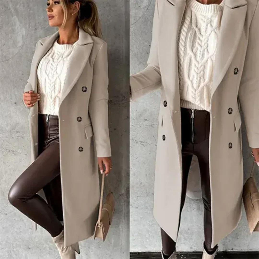 Damen Lange Winter Trench Mantel | Bequeme