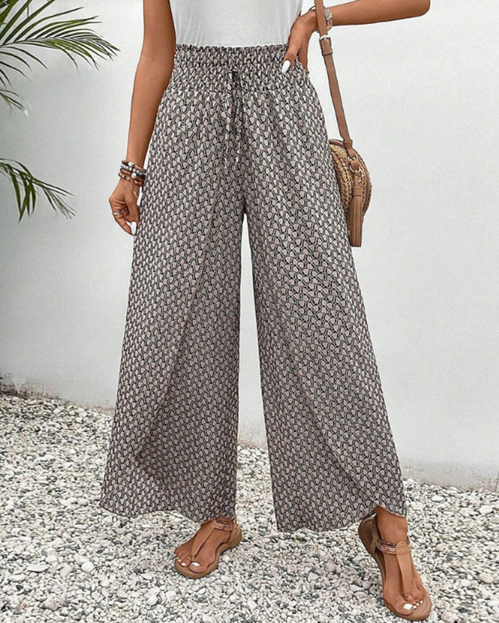 Verkürzte Hose Mit Weitem Bein Für Damen | Bedruckt
