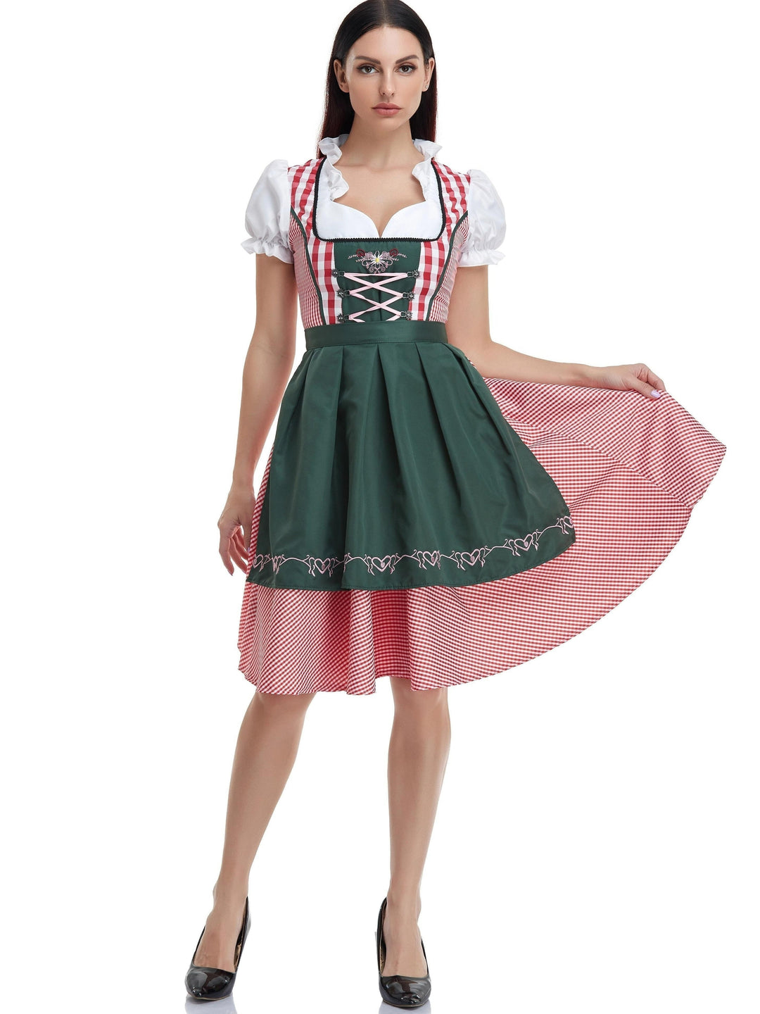 Damen Mode Grün Oktoberfest Dirndl Kleid