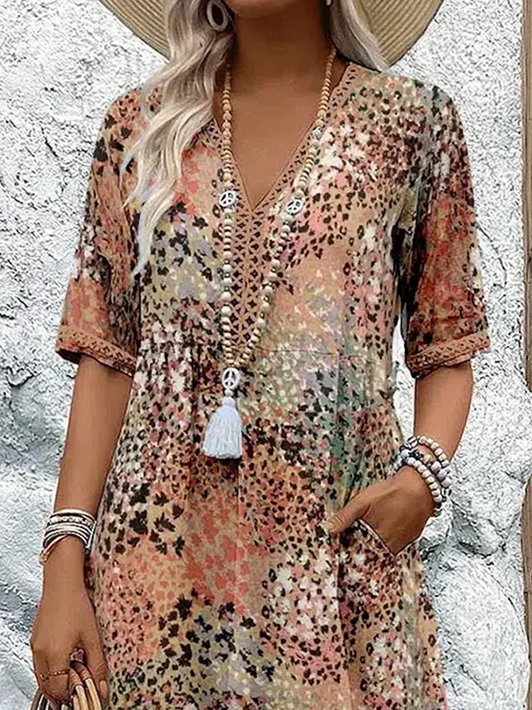 Damen A-Linie Sommerkleid | Midi