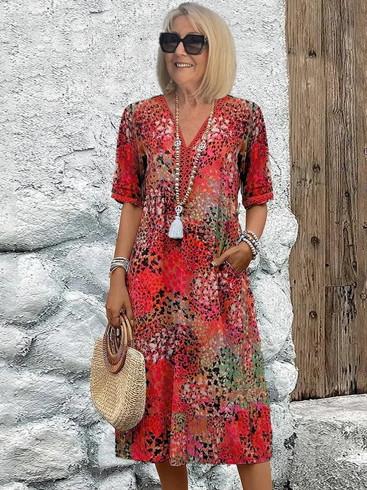 Damen A-Linie Sommerkleid | Midi
