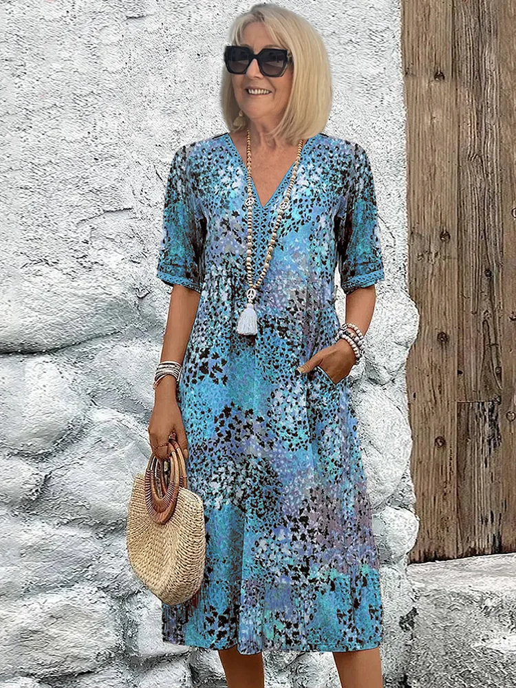 Damen A-Linie Sommerkleid | Midi