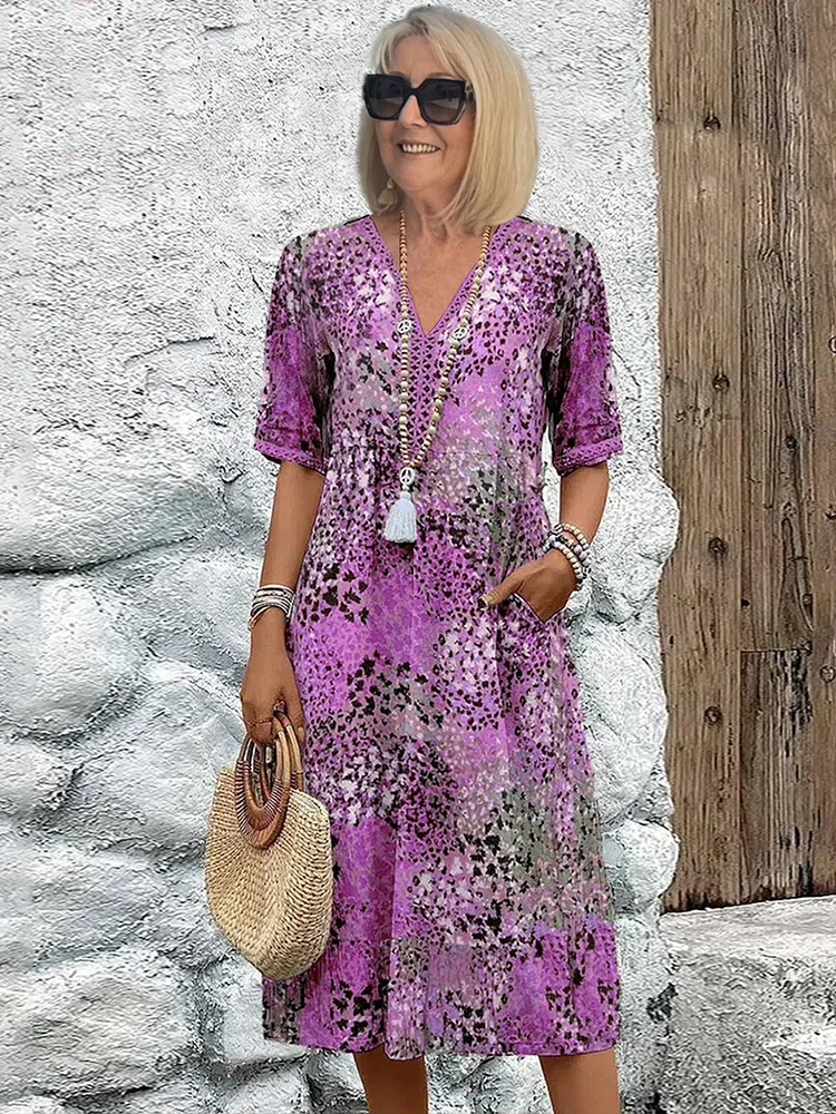 Damen A-Linie Sommerkleid | Midi