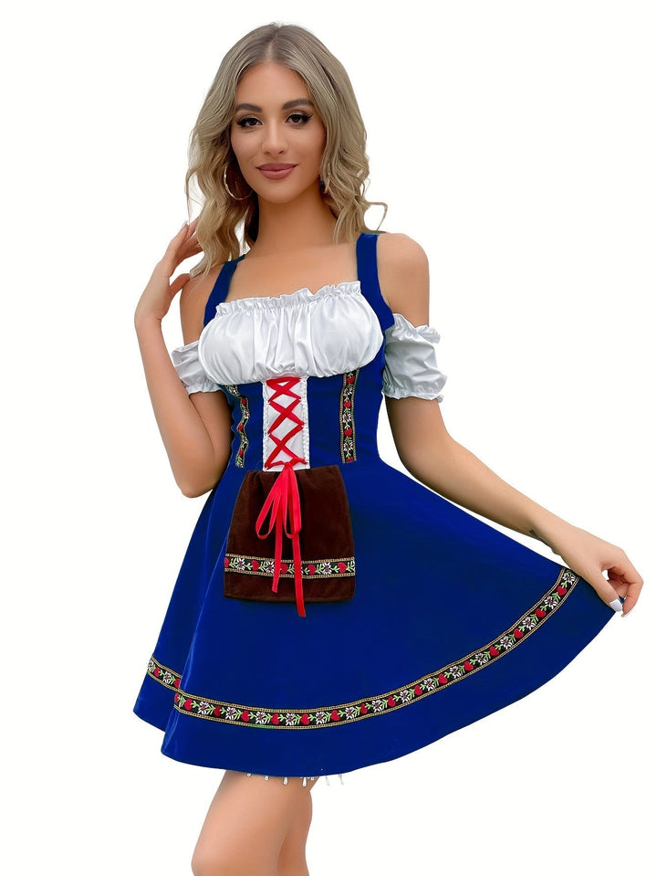Damen Mode Kalte Schulter Oktoberfest Dirndl Kleid